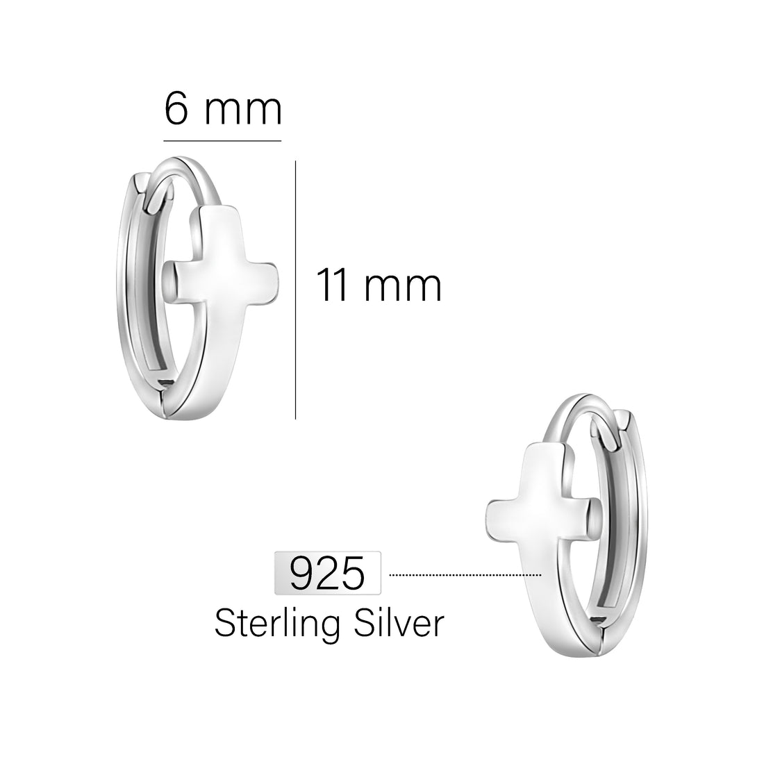 Kreuz Creolen in 925 Silber