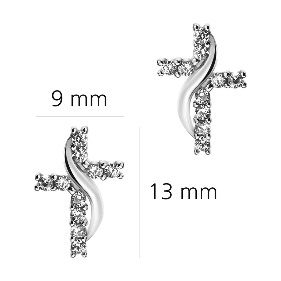 Kreuz Ohrstecker in 925 Silber