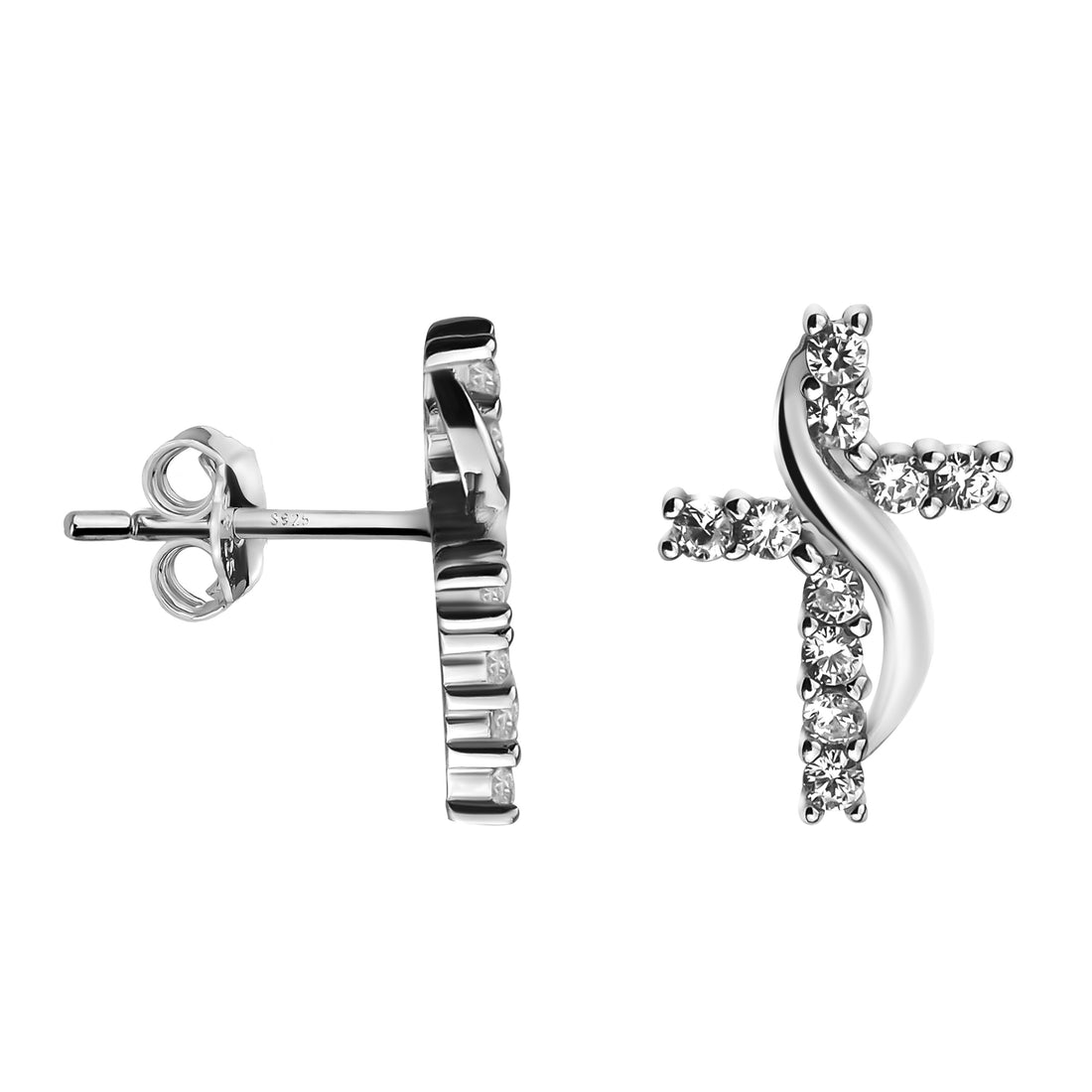 Kreuz Ohrstecker in 925 Silber