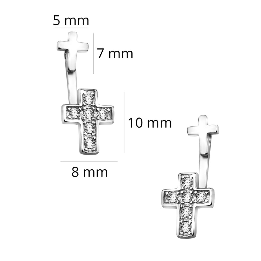 Kreuz Ohrstecker in 925 Silber