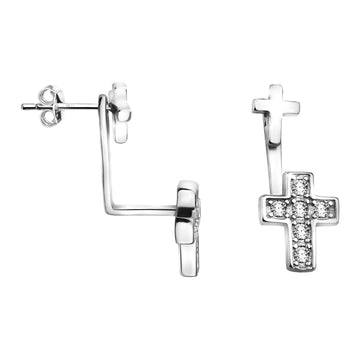 Kreuz Ohrstecker in 925 Silber