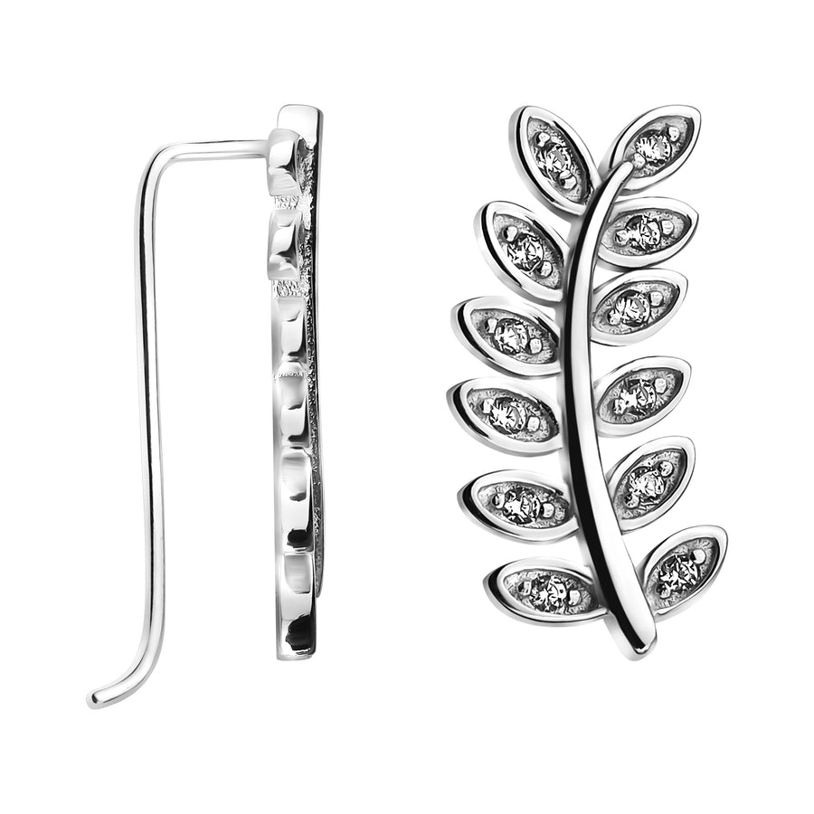 Blatt Ohrklemme in 925 Silber