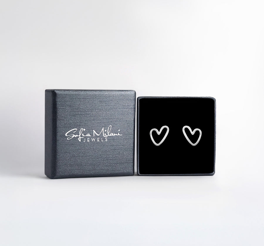 Boxansicht von Herz Ohrstecker in 925 Silber von Sofia Milani - E0816