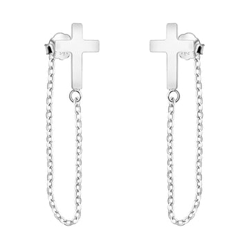 Kreuz Ohrhänger in 925 Silber
