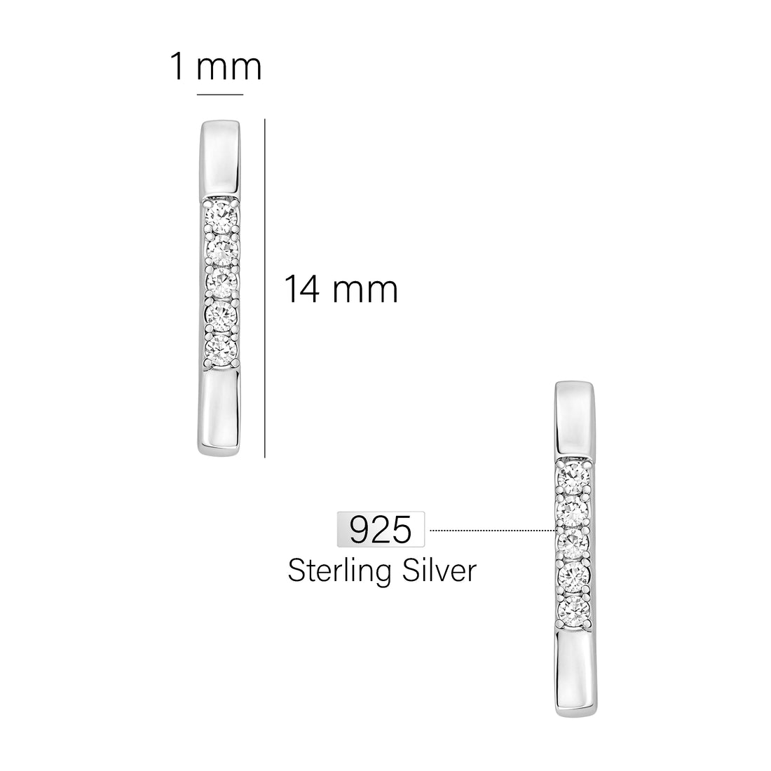 Stab Ohrstecker in 925 Silber
