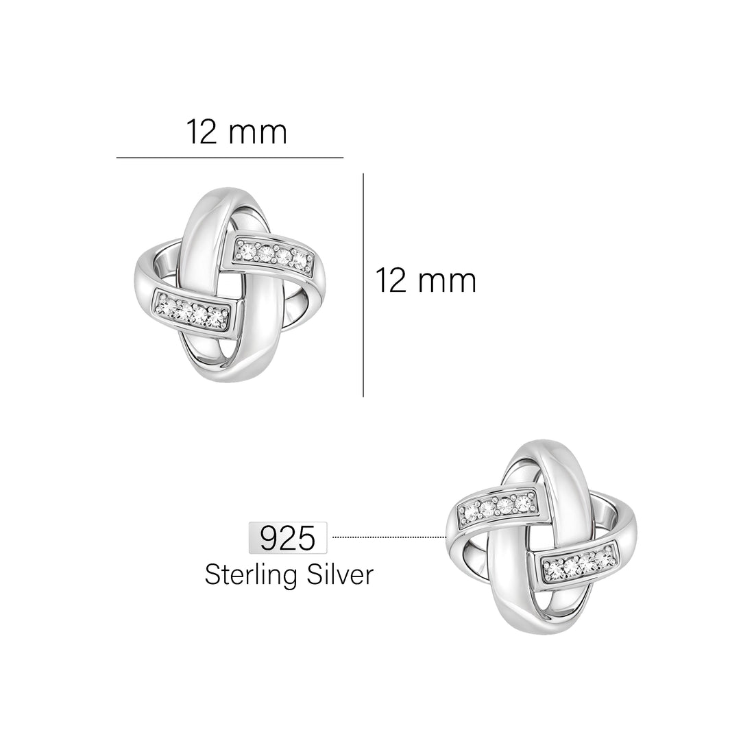 Knoten Ohrstecker in 925 Silber