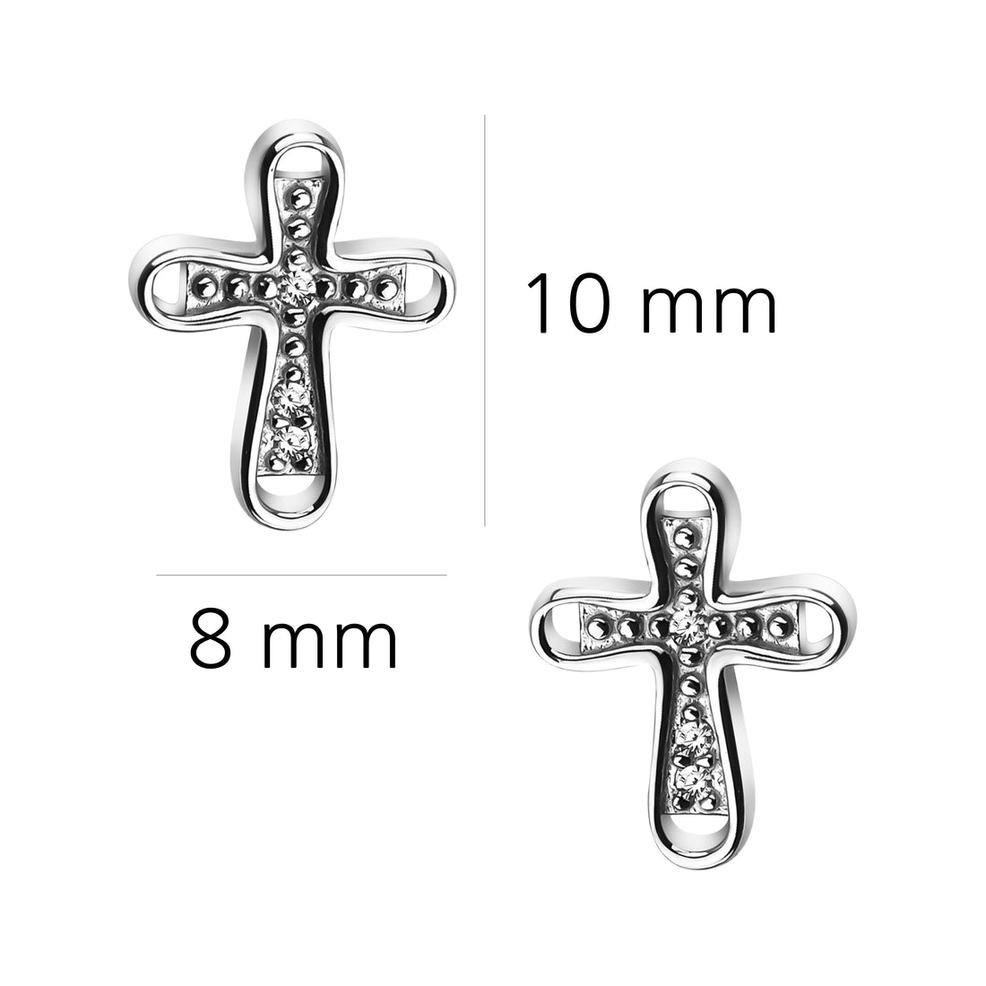 Kreuz Ohrstecker in 925 Silber