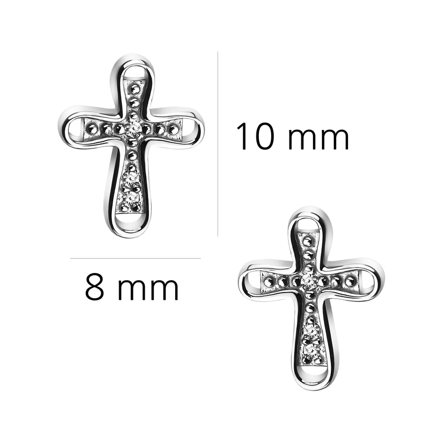 Kreuz Ohrstecker in 925 Silber