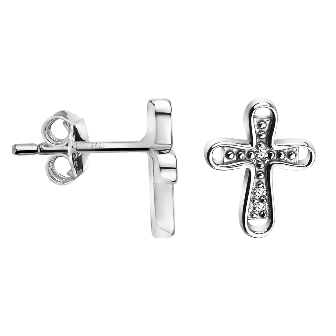 Kreuz Ohrstecker in 925 Silber
