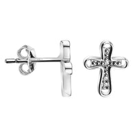 Kreuz Ohrstecker in 925 Silber