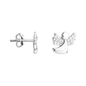 Haupt- und Seitenansicht von Engel Ohrstecker in 925 Silber von Sofia Milani - E0830