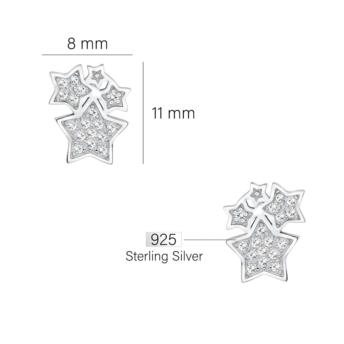 Stern Ohrstecker in 925 Silber