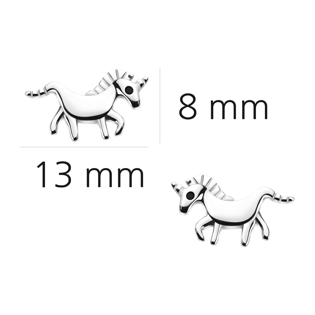 Einhorn Ohrstecker in 925 Silber