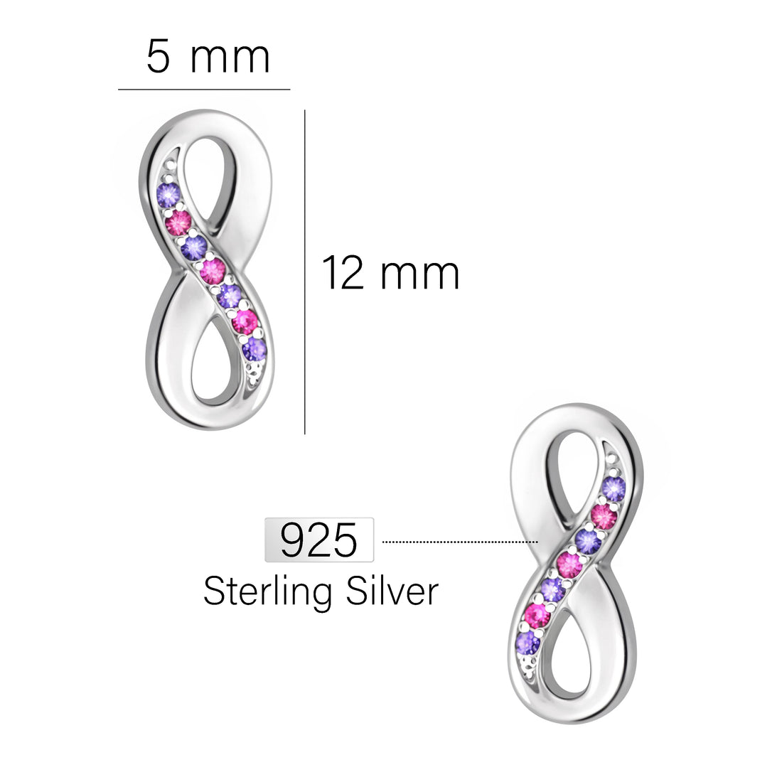 Unendlich Ohrstecker in 925 Silber