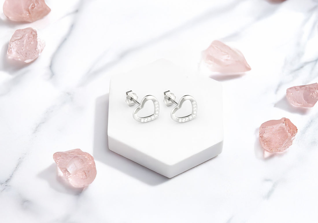 Herz Ohrstecker in 925 Silber