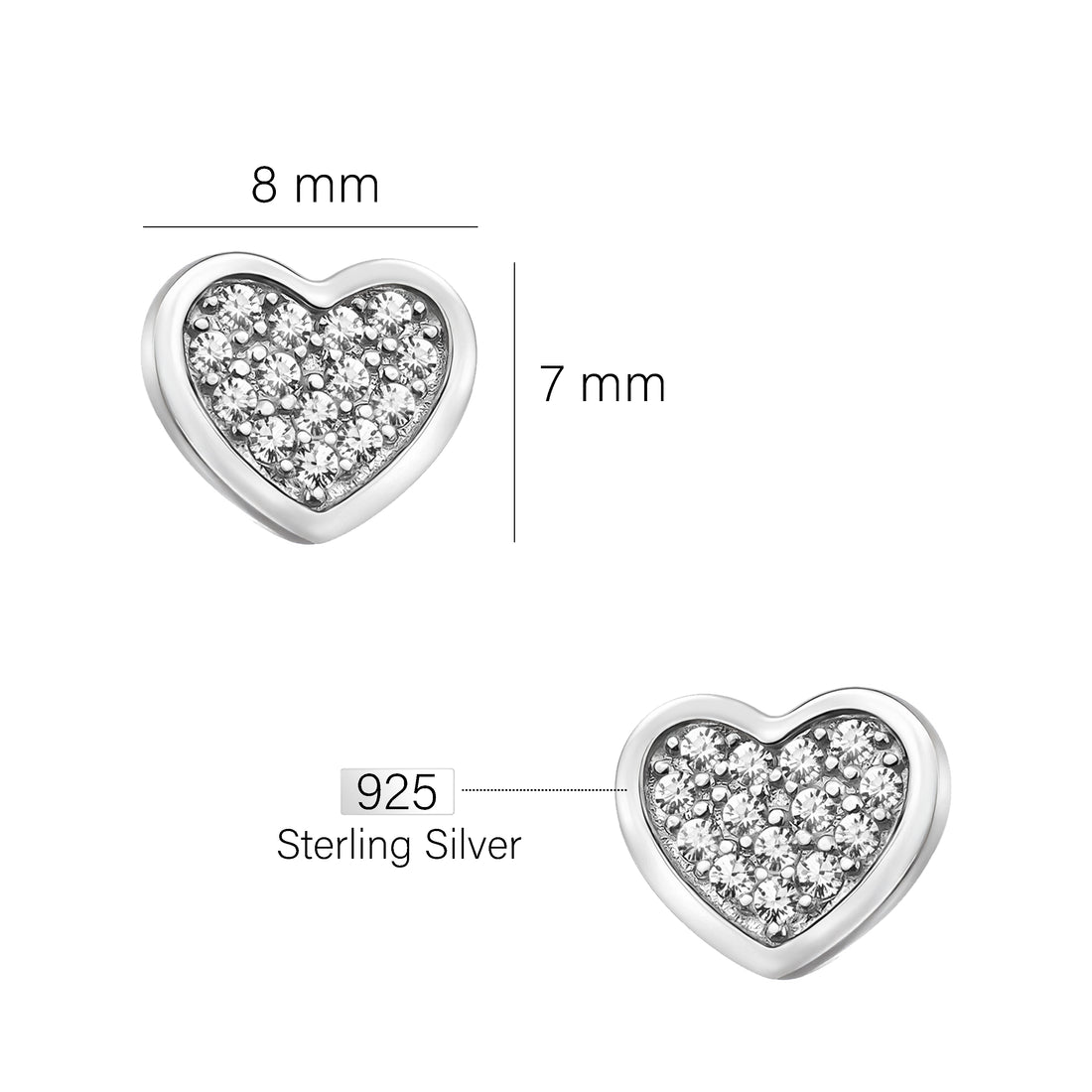 Herz Ohrstecker in 925 Silber