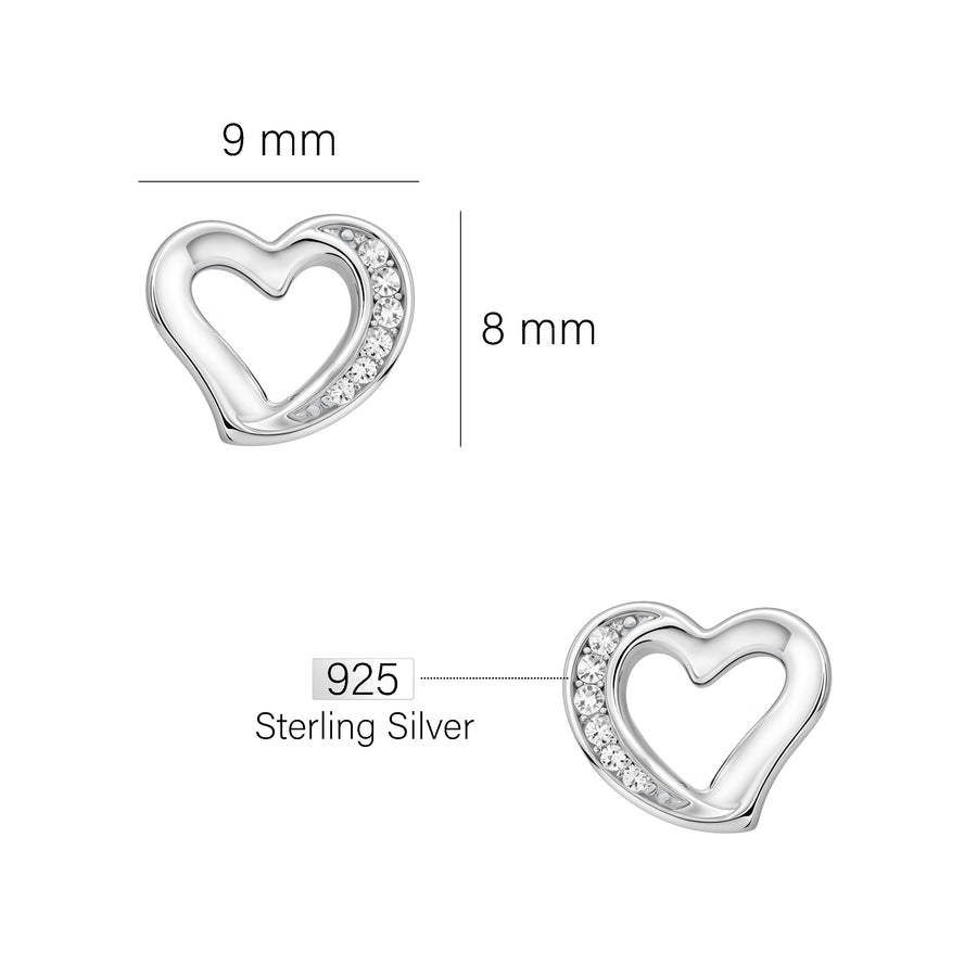 Herz Ohrstecker in 925 Silber