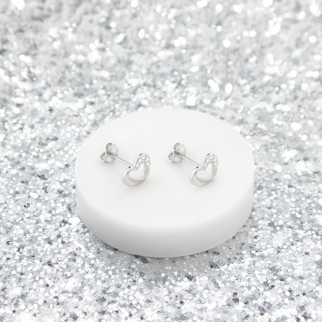 Herz Ohrstecker in 925 Silber