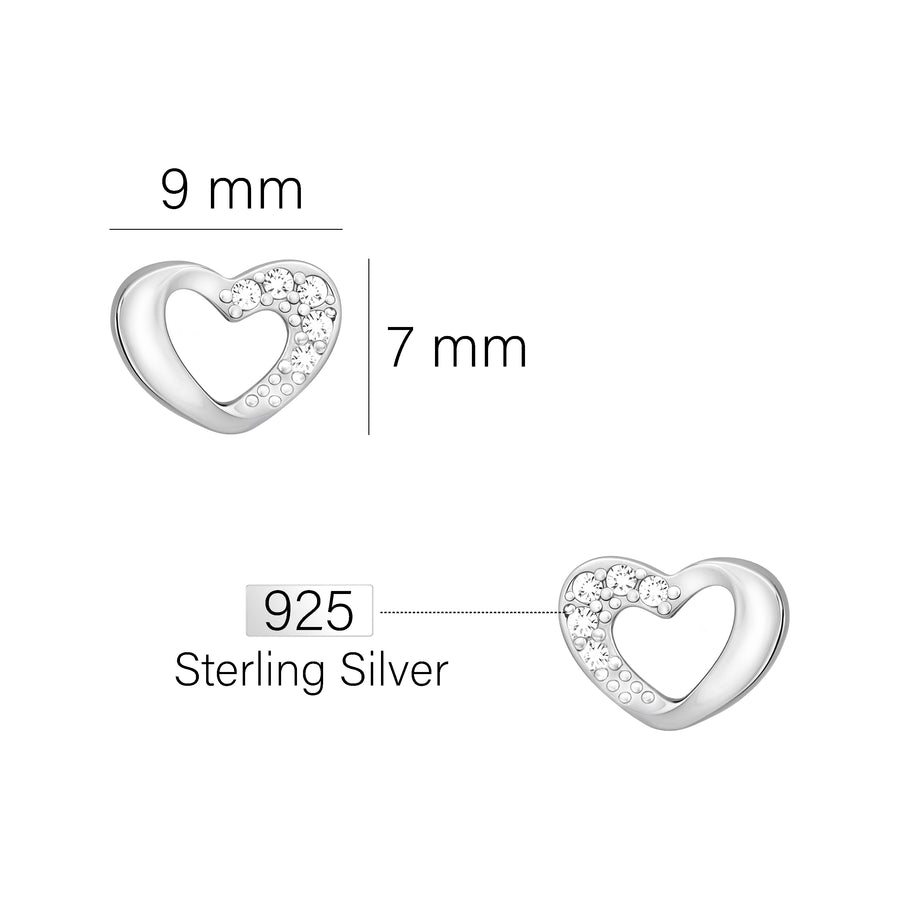 Herz Ohrstecker in 925 Silber