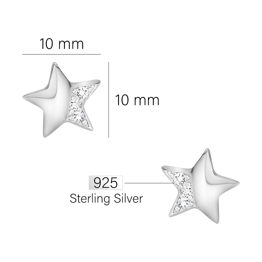 Stern Ohrstecker in 925 Silber