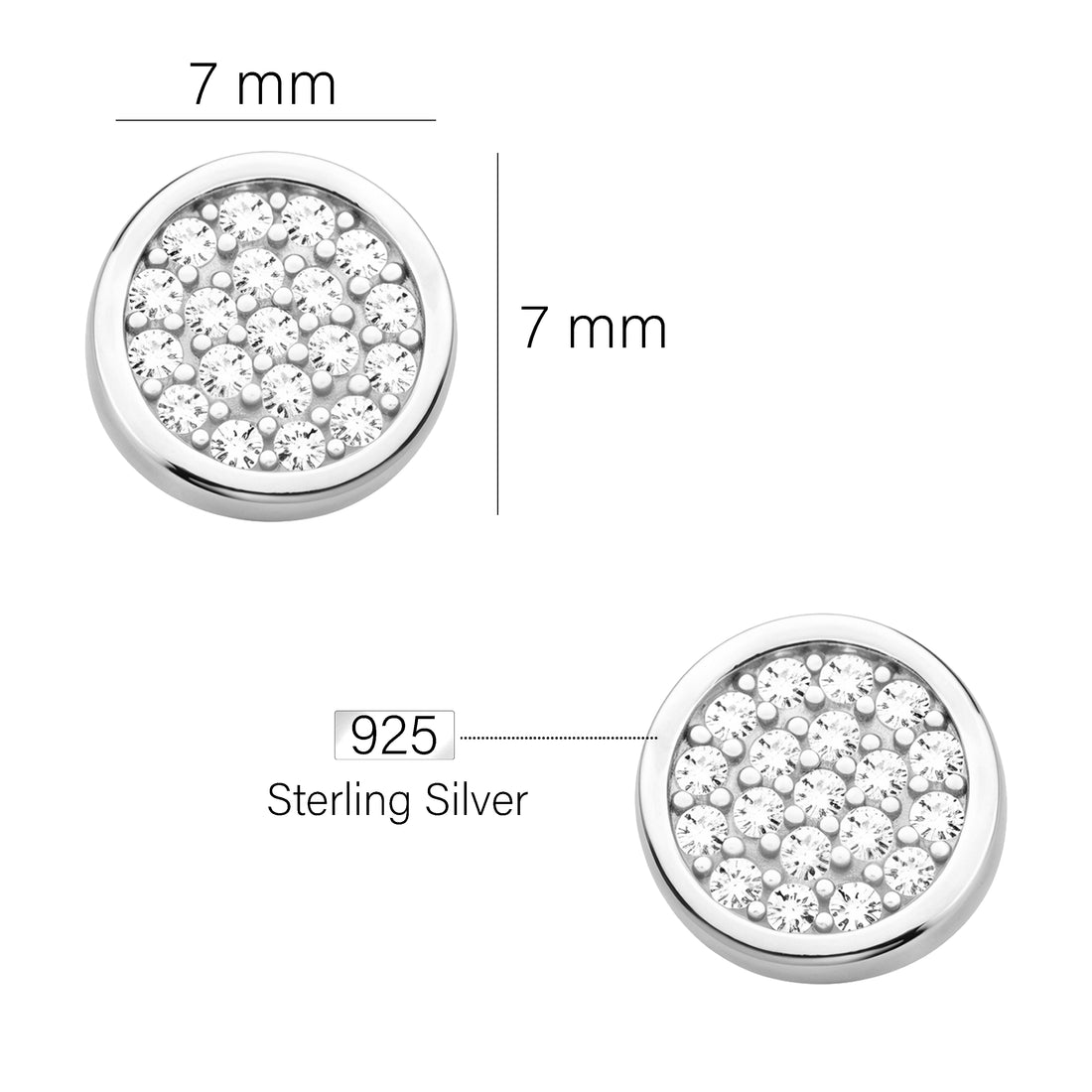 Maßenansicht von Kreis Ohrstecker in 925 Silber von Sofia Milani - E0859