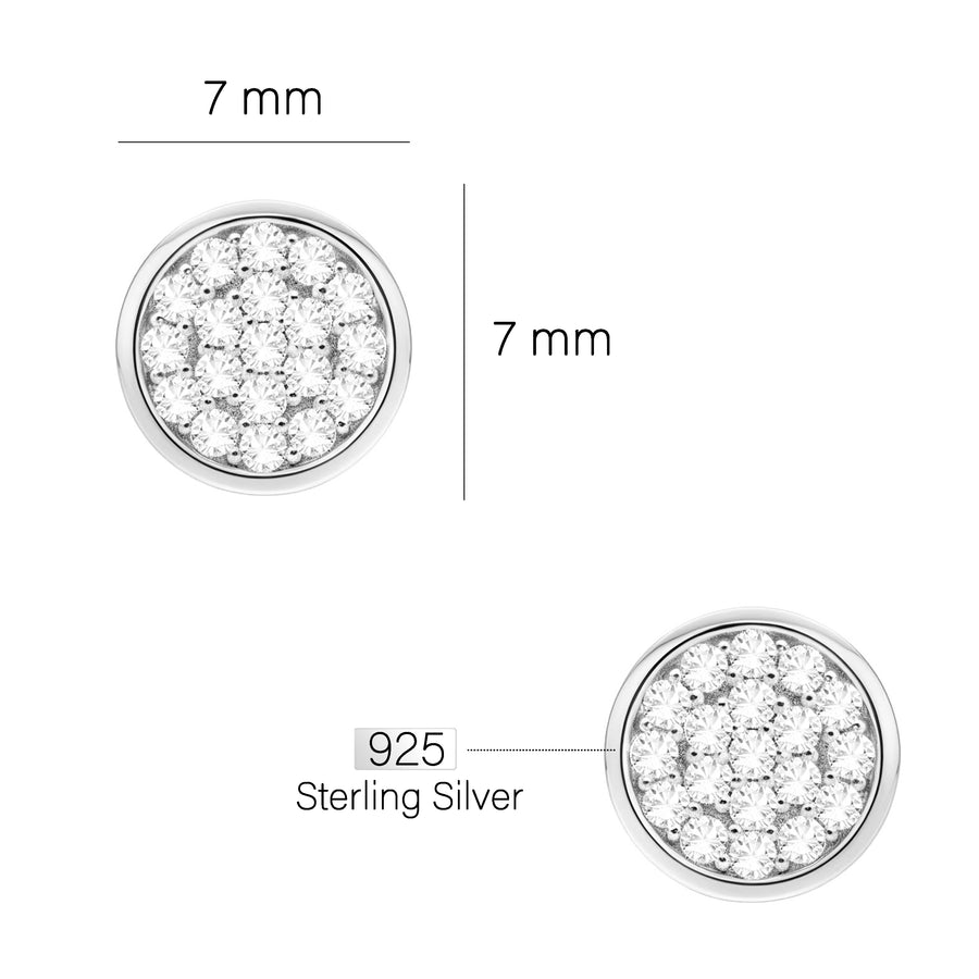 Maßenansicht von Kreis Ohrstecker in 925 Silber von Sofia Milani - E0859