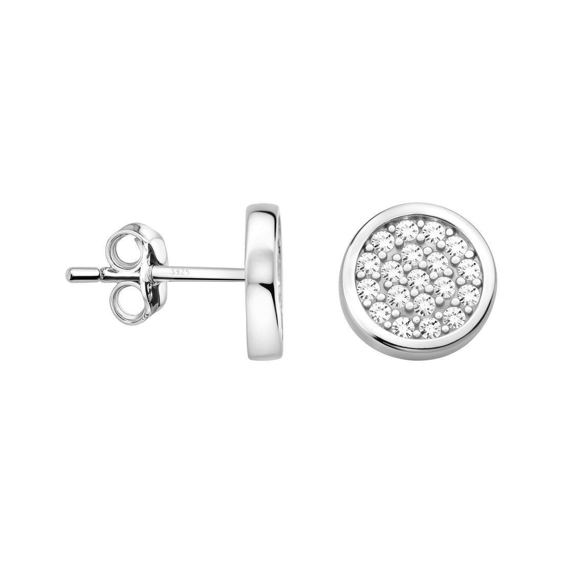 Haupt- und Seitenansicht von Kreis Ohrstecker in 925 Silber von Sofia Milani - E0859