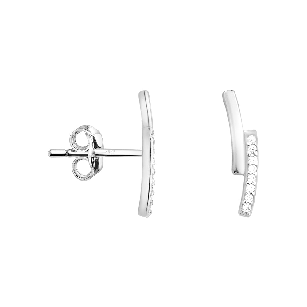 Haupt- und Seitenansicht von Gebogen Ohrstecker in 925 Silber von Sofia Milani - E0864