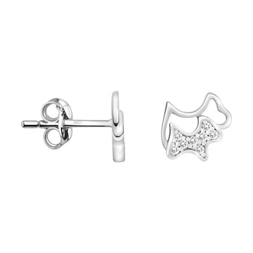 Hund Ohrstecker in 925 Silber
