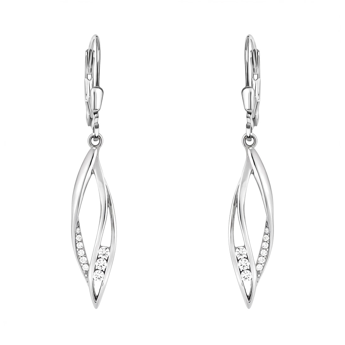 Haupt- und Seitenansicht von Gedreht Ohrhänger in 925 Silber von Sofia Milani - E0871