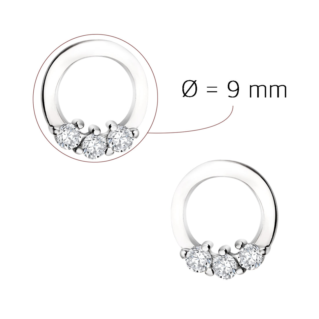 Kreis Ohrstecker in 925 Silber