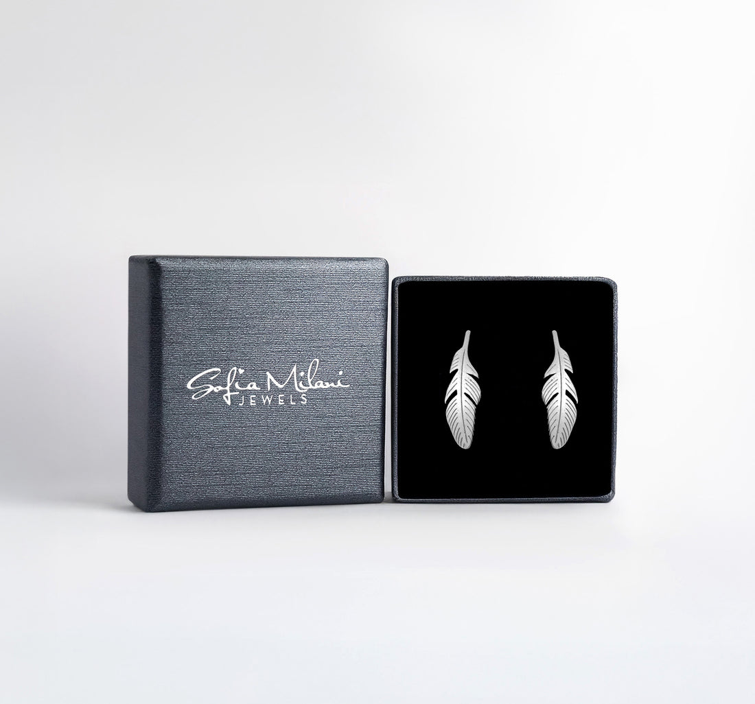 Feder Ohrstecker in 925 Silber