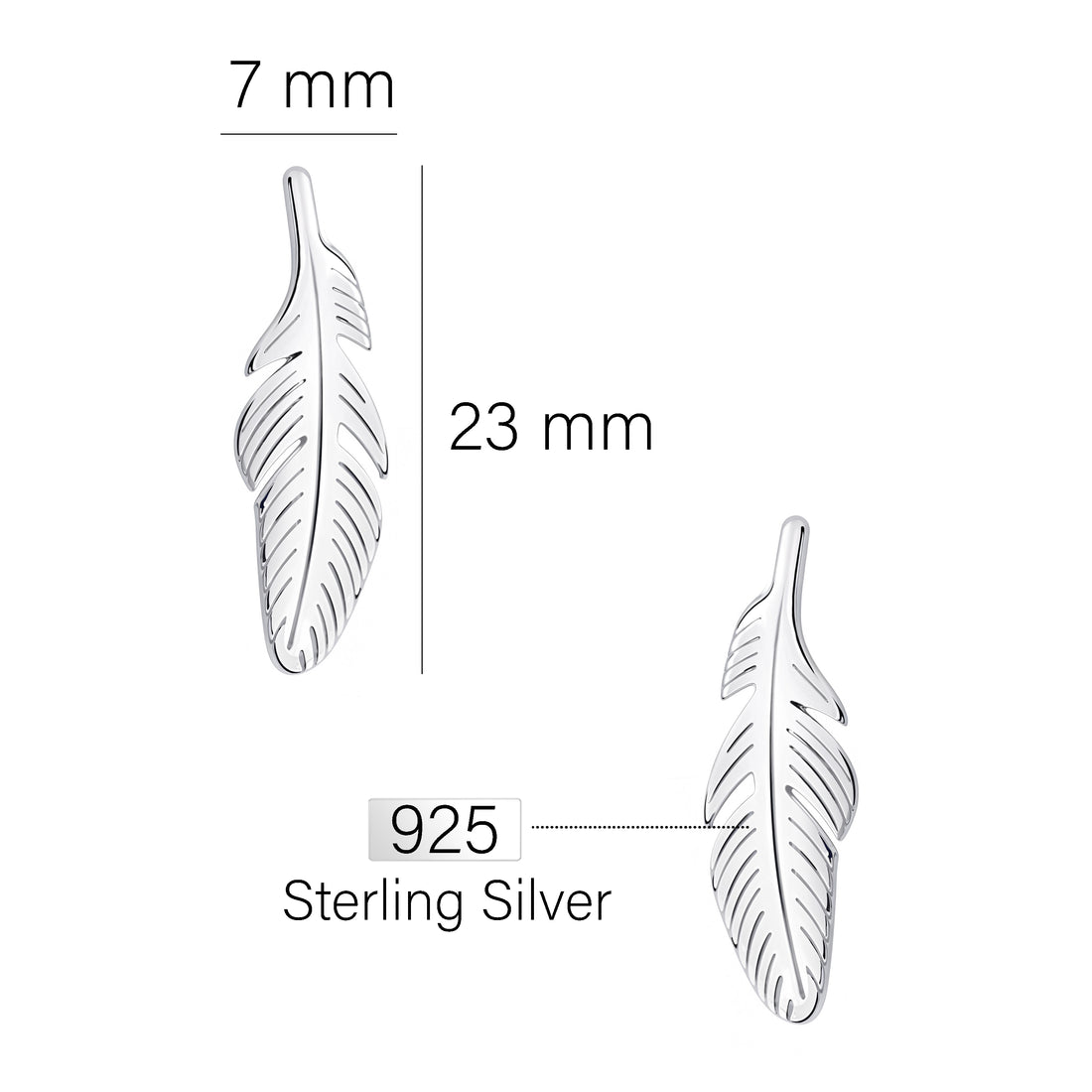 Feder Ohrstecker in 925 Silber