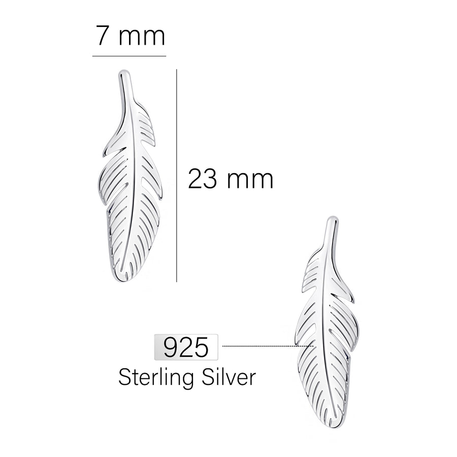Feder Ohrstecker in 925 Silber
