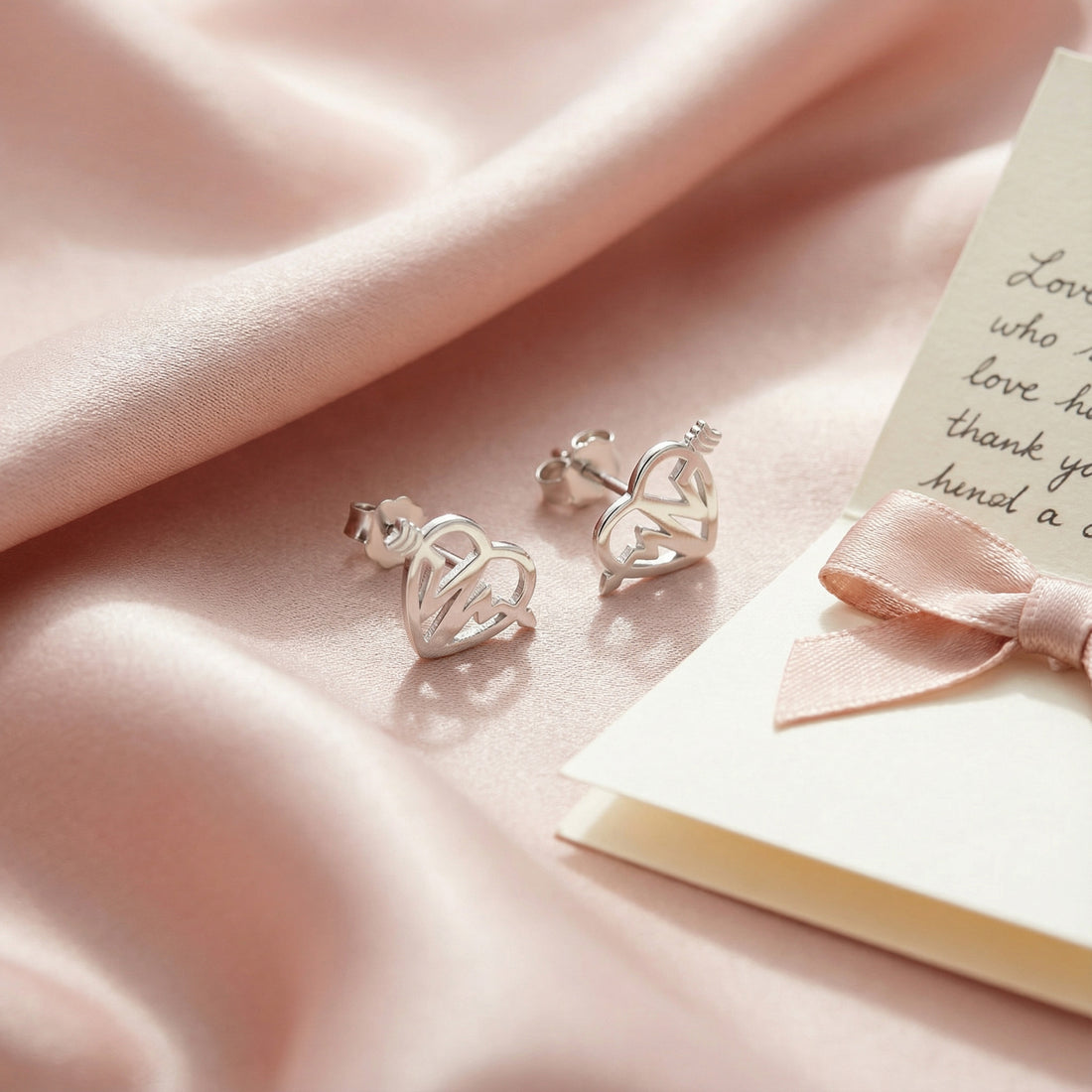 Herzschlag Ohrstecker in 925 Silber