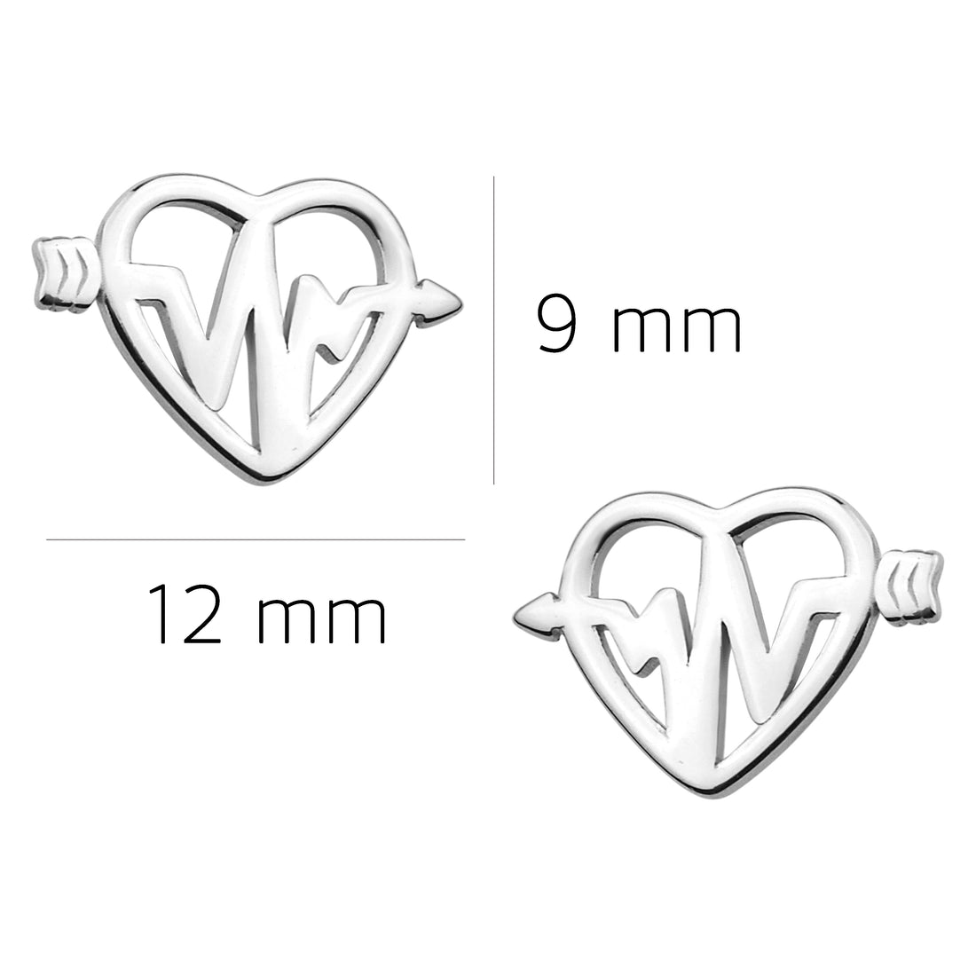 Herzschlag Ohrstecker in 925 Silber