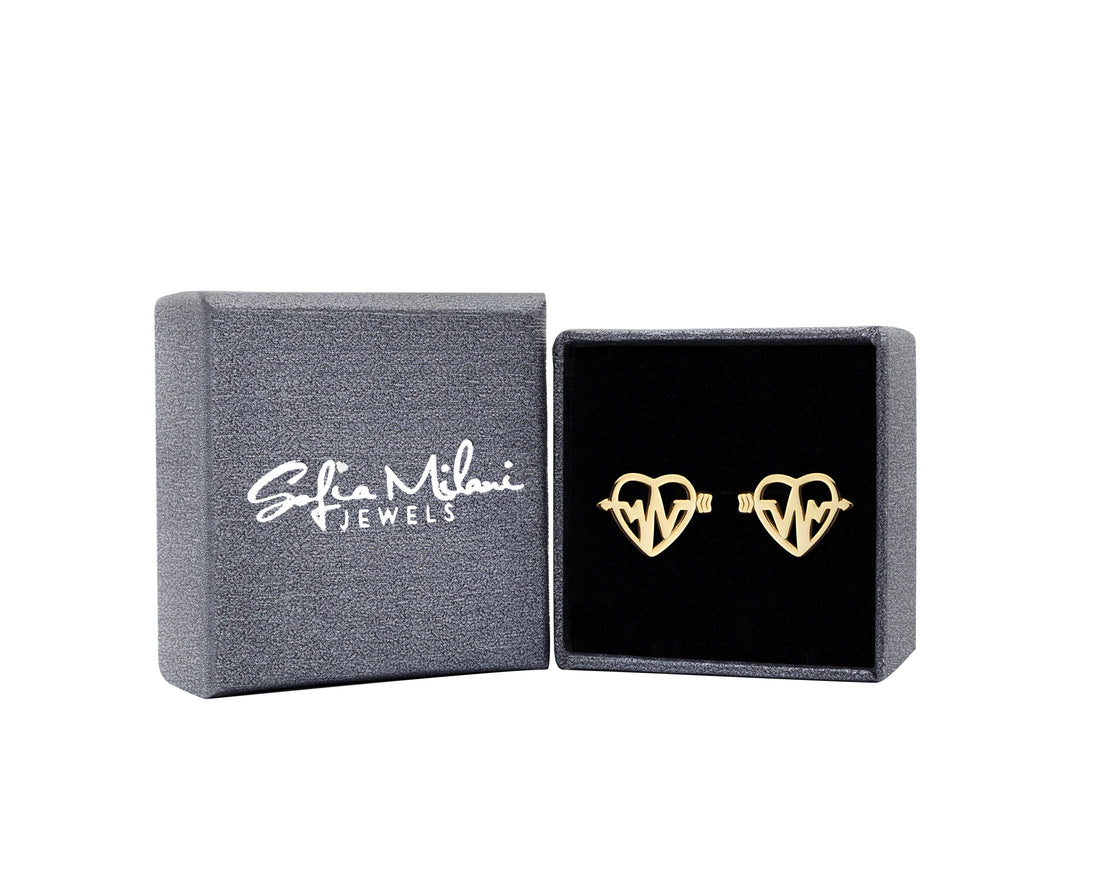 Herzschlag Ohrstecker in 925 Silber