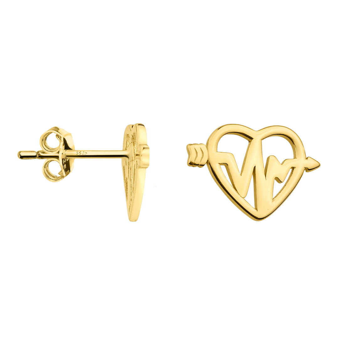 Herzschlag Ohrstecker in 925 Silber