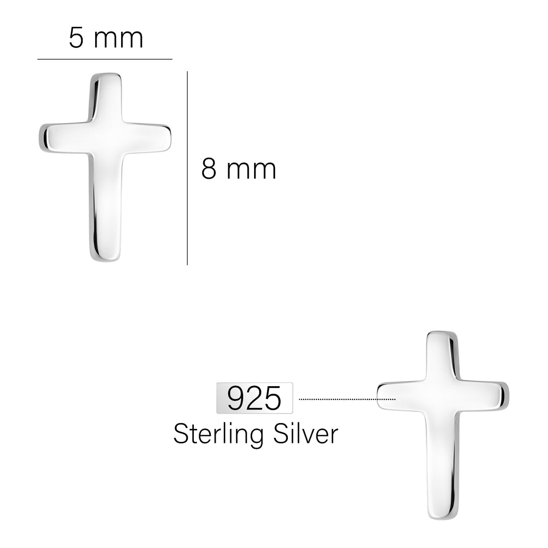 Kreuz Ohrstecker in 925 Silber