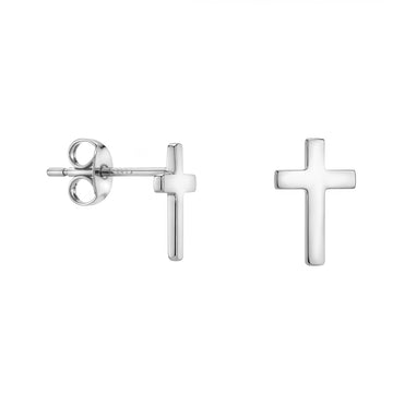 Kreuz Ohrstecker in 925 Silber