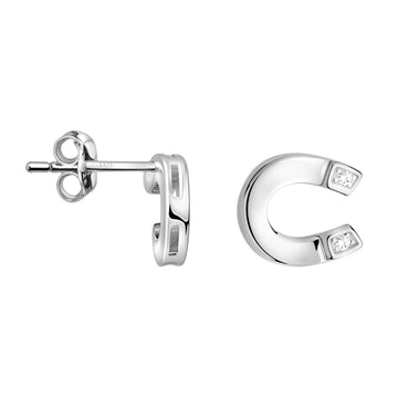 Hufeisen Ohrstecker in 925 Silber