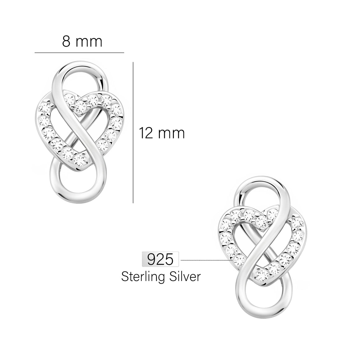 Herz Ohrstecker in 925 Silber
