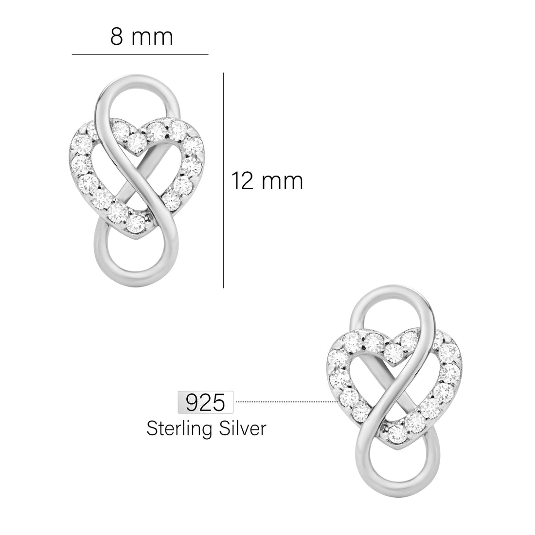 Herz Ohrstecker in 925 Silber