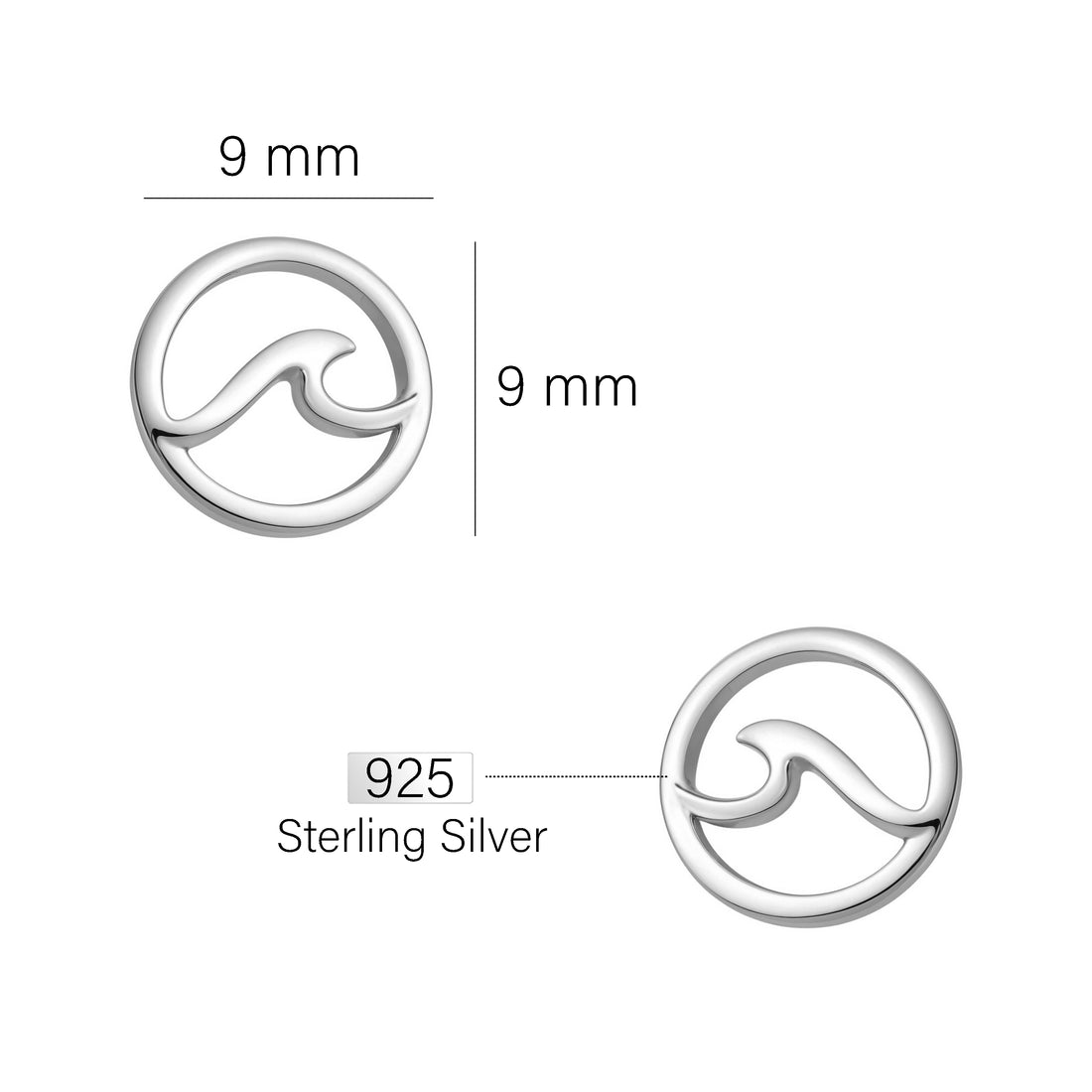 Welle Ohrstecker in 925 Silber