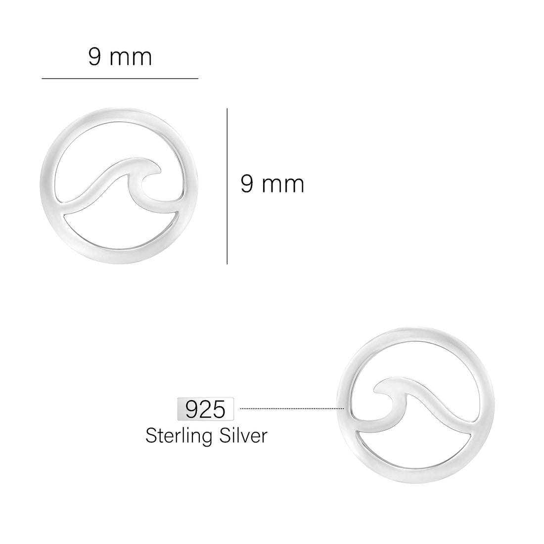 Welle Ohrstecker in 925 Silber