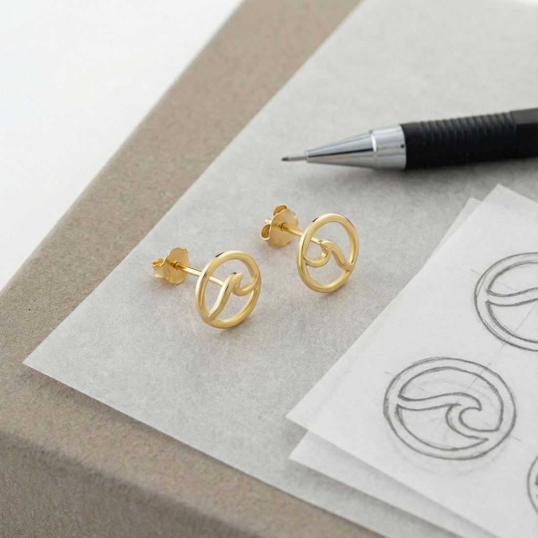 Welle Ohrstecker in 925 Silber