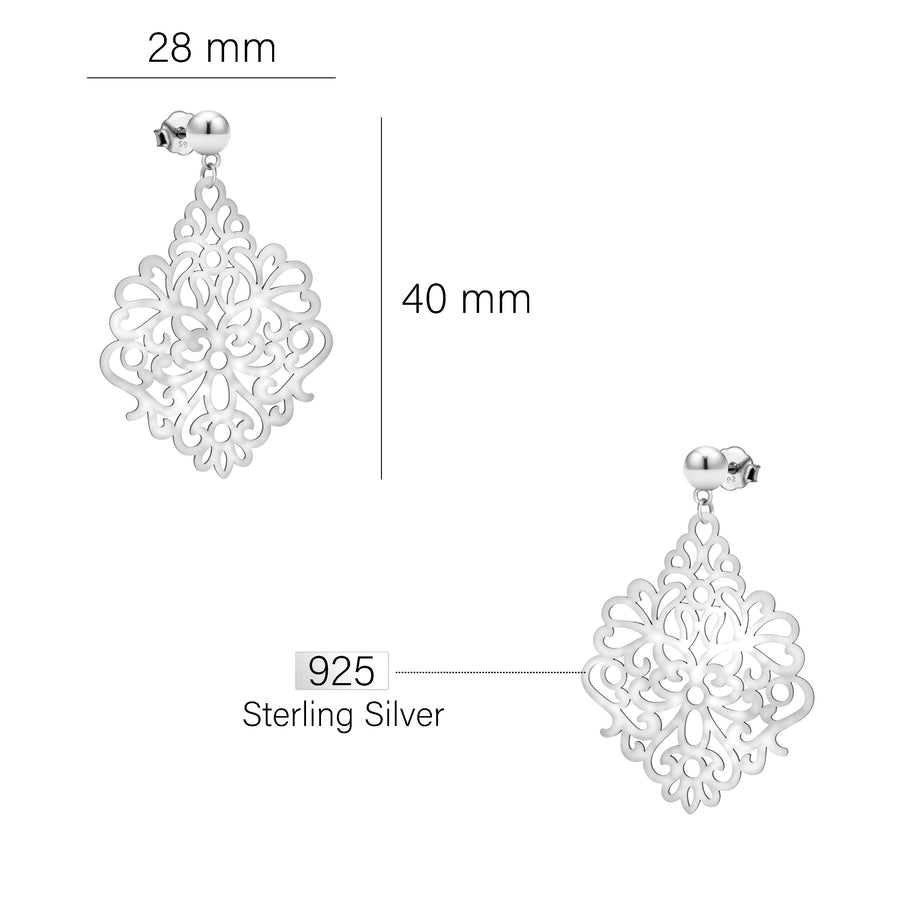 Ornament Ohrhänger in 925 Silber