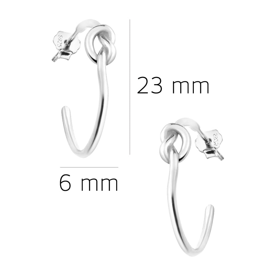 Knoten Steck Creolen in 925 Silber