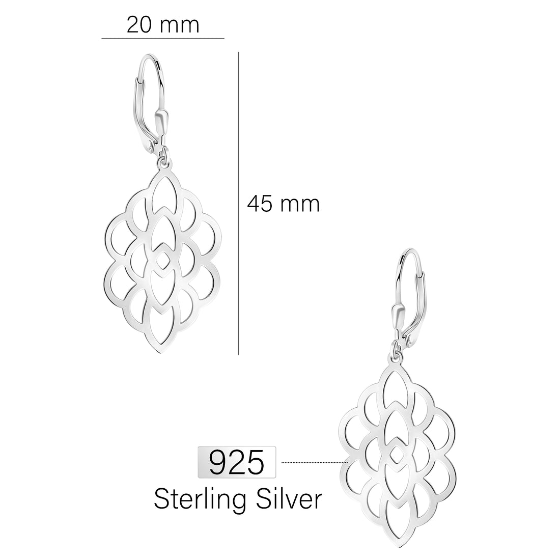 Ornament Ohrhänger in 925 Silber