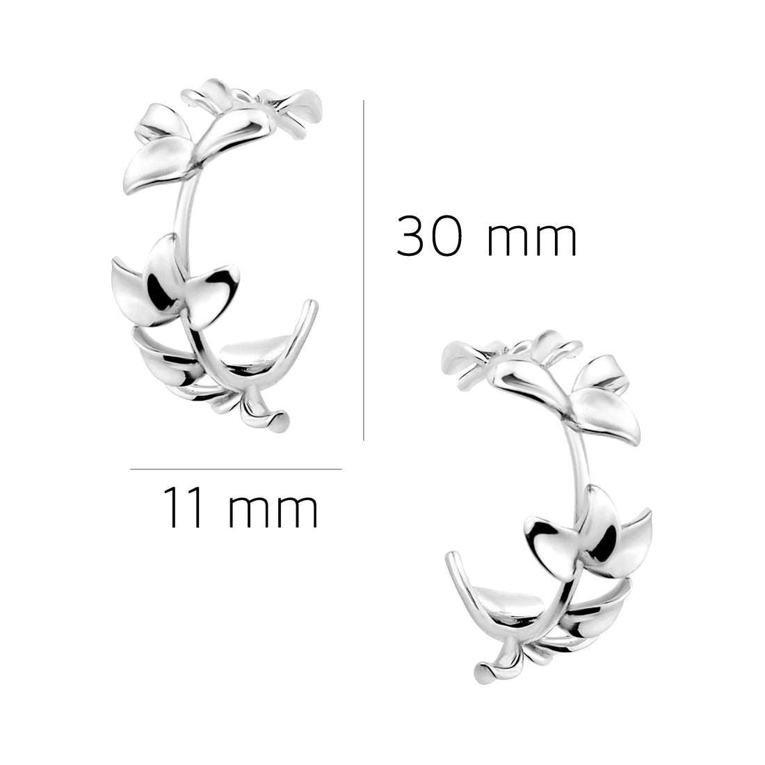 Blatt Steck Creolen in 925 Silber
